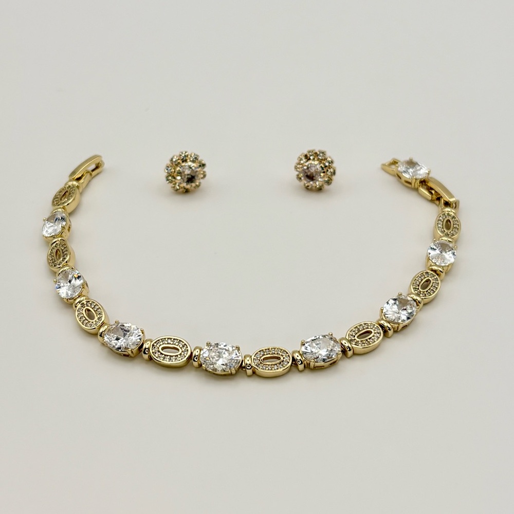Gold Bracelet and Matching Studs Set